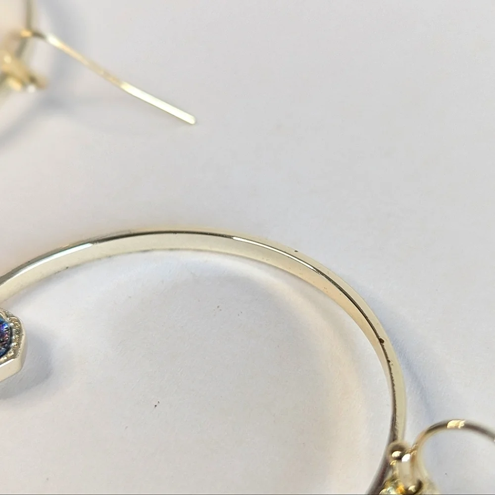 Kendra Scott Elora Open Circle Dangle Hoop Earrings Multi Colored Drusy